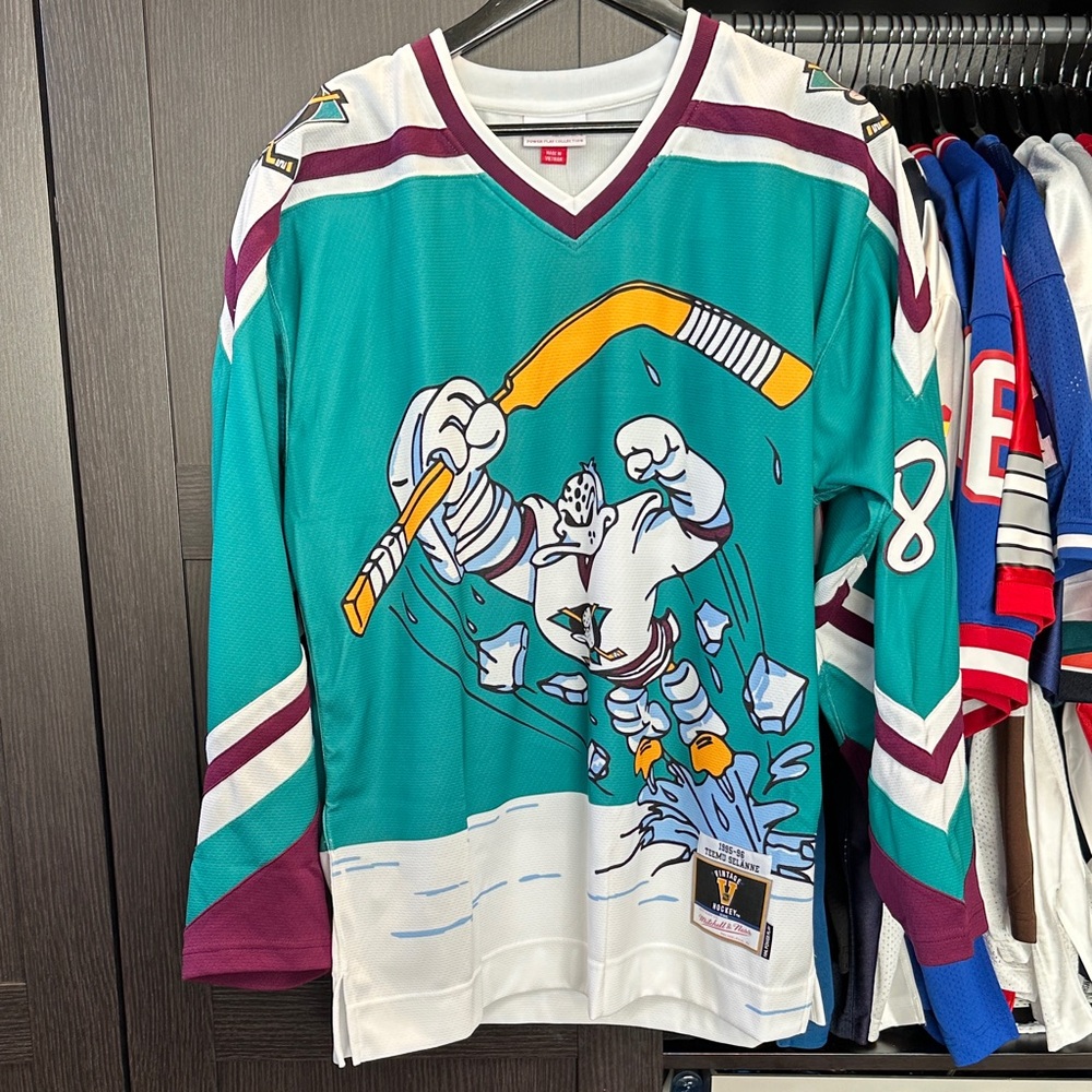 Teemu Selanne Anaheim Ducks Mitchell & Ness 1995-96 Power Play Jersey - Teal